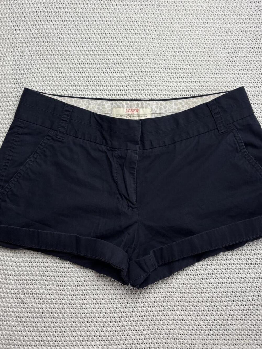 J.Crew navy mini chino shorts broken in cotton sz 2
